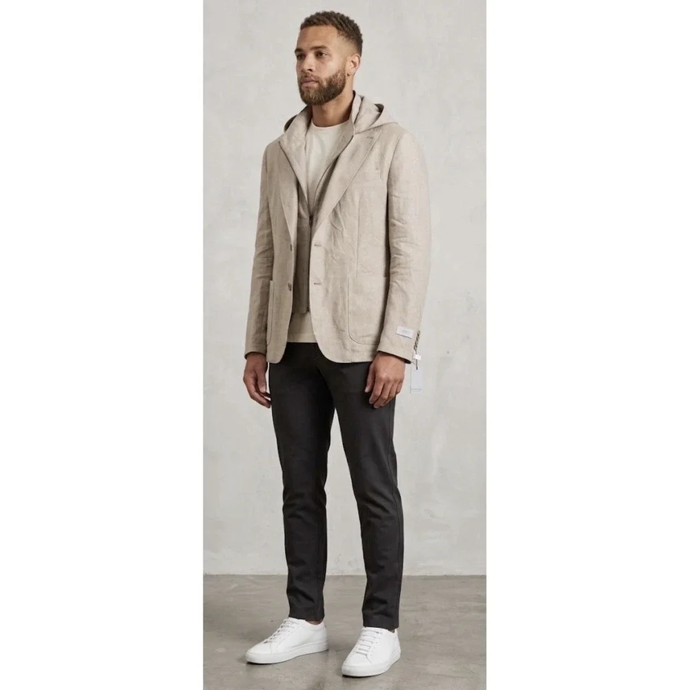 GIASONE Austin Hood Detachable Casual Blazer Jacket Camel Twill Sport Coat